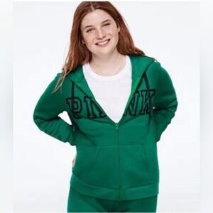 PINK Victoria's‎ Secret Green Zip up Hoodie Jacket